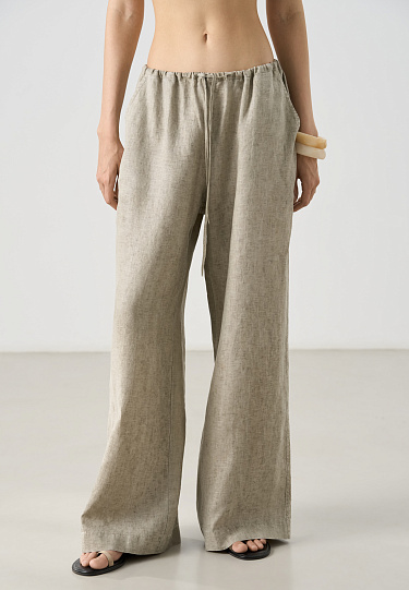 Брюки из 100% льна на кулиске 