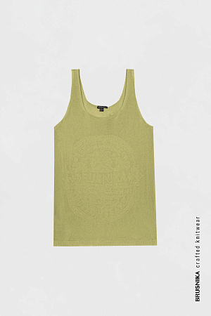 зеленый Цельновязаная майка из вискозы с объемным логотипом.