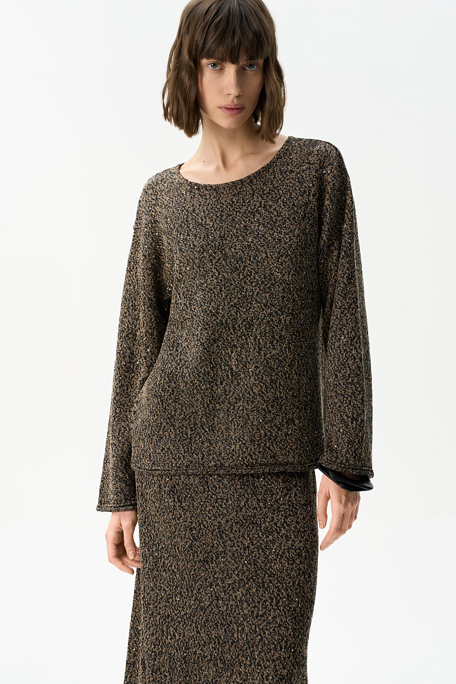 Джемпер из хлопка с пайетками и люрексом