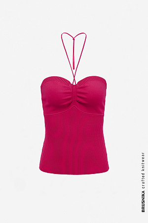 фуксия Топ из вискозы с открытыми плечами и драпировкой на груди