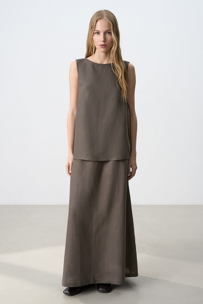 Юбка макси на кулиске из 100% льна