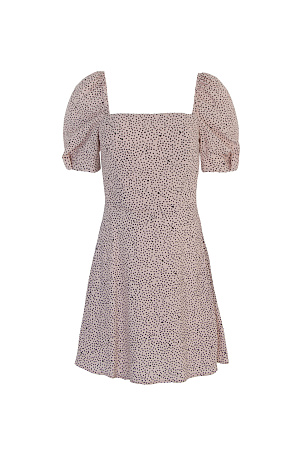 розовый Короткое платье из 100% вискозы в горошек с пышным рукавом.