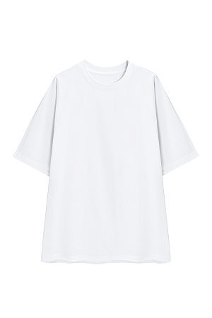 белый Футболка из хлопка с добавлением сорона. Модель прямого кроя, с круглым вырезом горловины и рукавом реглан. 