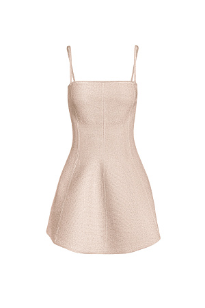 бежевый Трикотажный корсет из вискозы с люрексом. Модель удлиненного силуэта, на тонких бретельках. Бретельки отстегиваются. Застежка изделия на молнию на сзади.