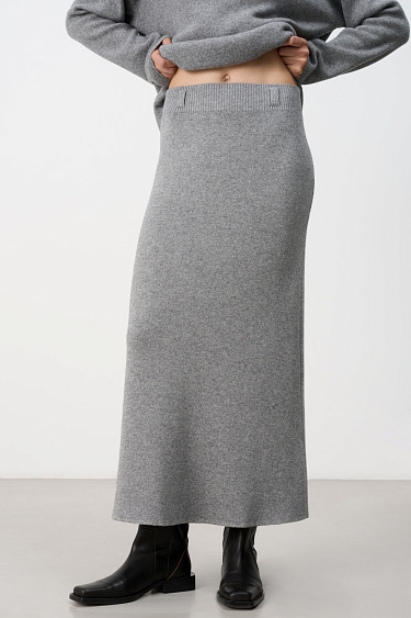 Расклешенная юбка миди из шерсти с кашемиром