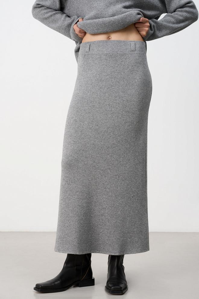 Расклешенная юбка миди из шерсти с кашемиром
