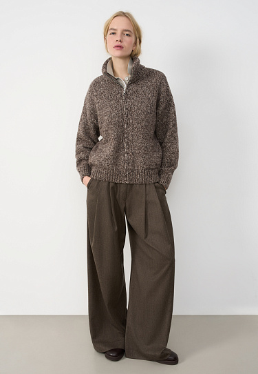 Меланжевый бомбер из шерсти мериноса экстрафайн