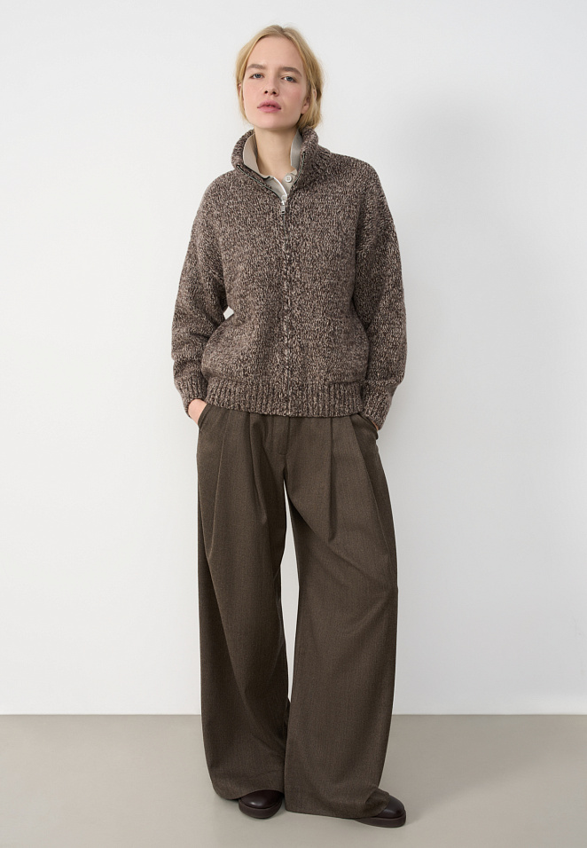 Меланжевый бомбер из шерсти мериноса экстрафайн