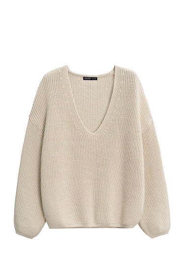 Трикотажный джемпер из хлопка с V-образным вырезом
