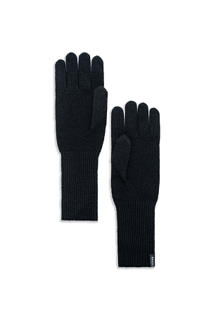 черный Трикотажные перчатки из кашемира и шерсти. Модель с длинными манжетами и брендированным ярлыком.