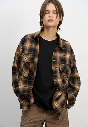 Рубашка в клетку с эффектом тай-дай