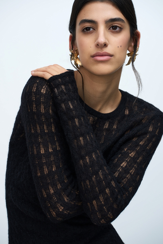 Ажурное платье из супер кид мохера и беби альпака