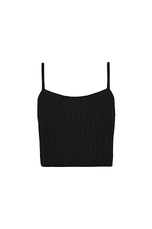 черный Трикотажный топ из смесовой шерсти на тонких бретелях.