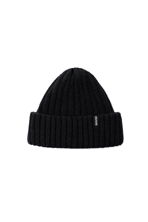 черный Трикотажная шапка из шерсти альпака с отворотом и брендрированным ярлыком.&nbsp;&nbsp;