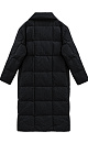 Длинный стеганый пуховик из текстурного нейлона. Модель с отложным воротником и боковыми карманами. Застежка на кнопки. Брендированный ярлык на груди. 