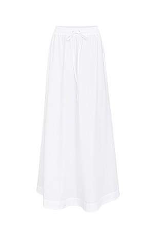 белый Хлопковая юбка длины макси. Модель прямого кроя, с эластичным поясом на кулиске и карманами. 