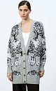 Трикотажный кардиган из смесовой шерсти с добавлением мохера. Модель с жаккардовым узором в виде зайцев. Застежка на пуговицы.