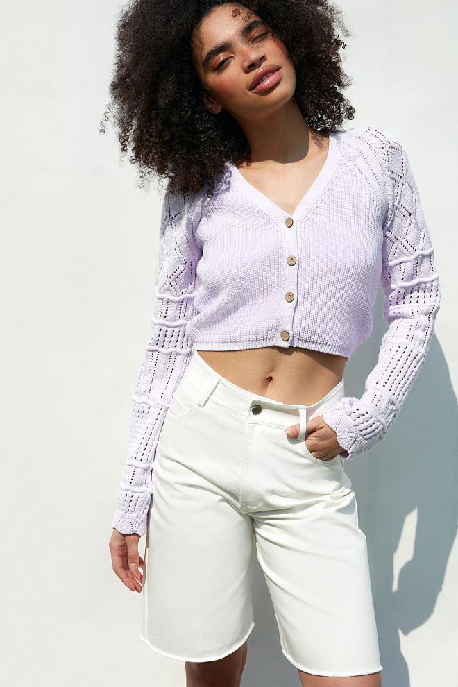 Хлопковый кардиган с вывязанными рукавами