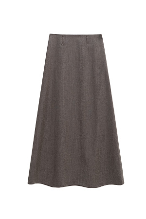 коричневый Юбка длины макси из шерсти. Модель А-силуэта со шлевками на поясе для ремня и застежкой на молнию сбоку.