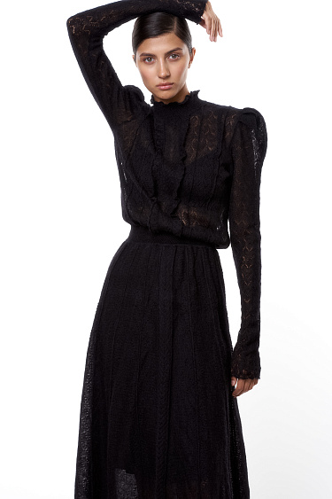 Ажурное платье из супер кид мохера и беби альпака