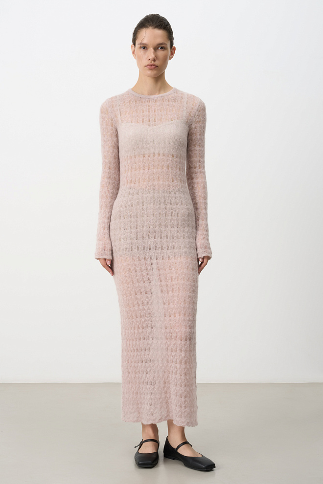 Ажурное платье из супер кид мохера и беби альпака