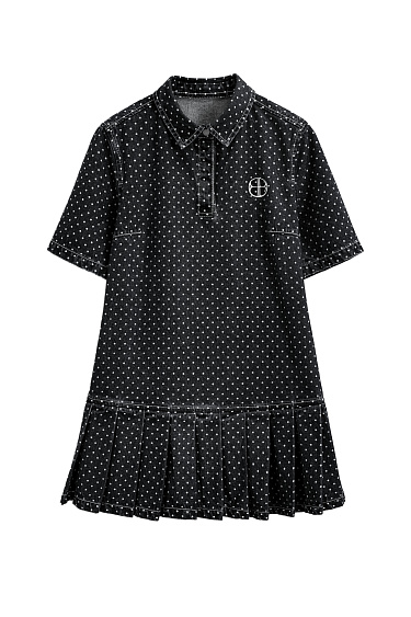 Джинсовое платье в горох