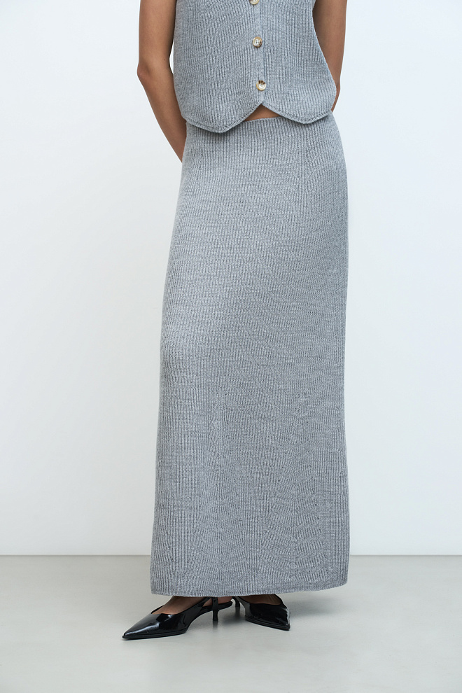 Трикотажная юбка макси из шерсти