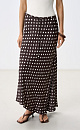 Принтованная юбка длины макси из 100% вискозы. Модель асимметричного кроя, с поясом, декорированным бусинами, и застежкой на потайную молнию сбоку.