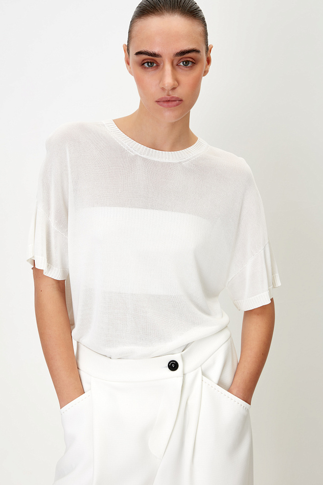 Цельновязаная футболка из 100% вискозы