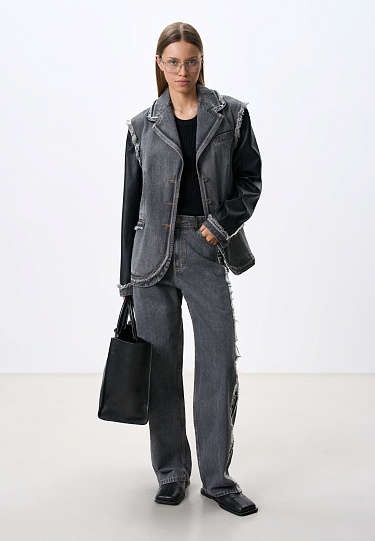 Джинсовый жакет с деталями из экокожи