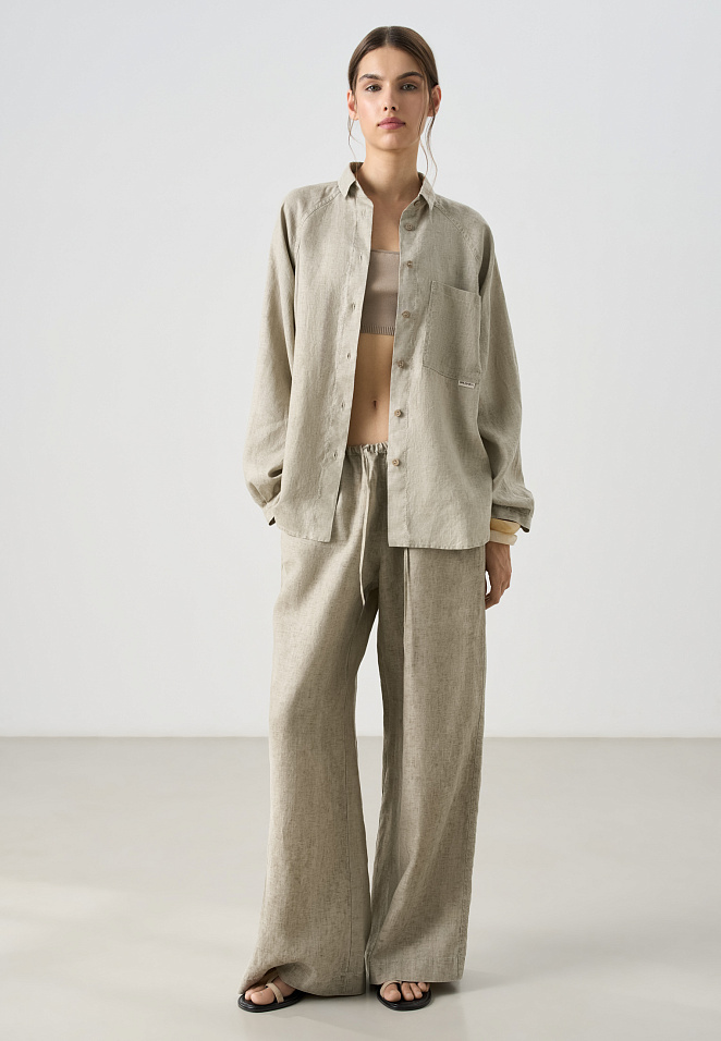 Брюки из 100% льна на кулиске 