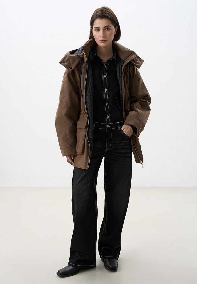 Парка на синтепоне с дополнительным воротником