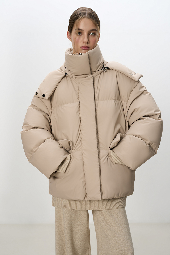 Стеганый пуховик на кулиске