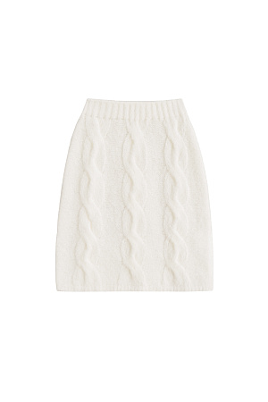 белый Трикотажная юбка длины мини с косами из шерсти и мохера. Модель приталенного силуэта с эластичным поясом в рубчик.
