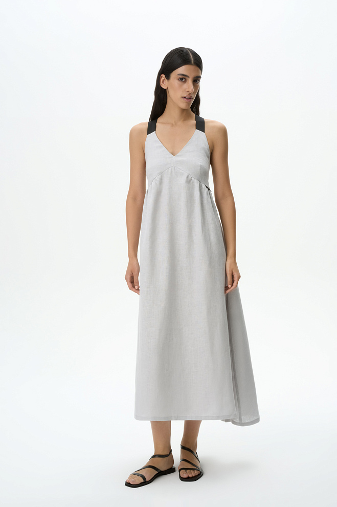 Сарафан из 100% льна на широких бретелях