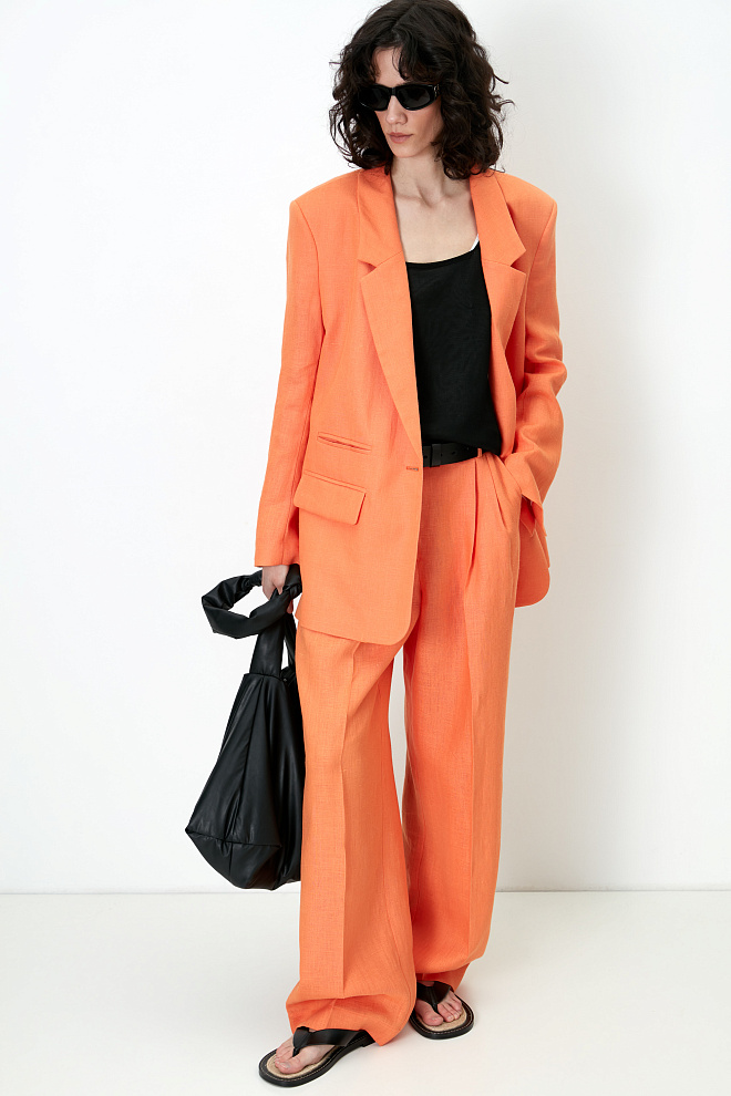 Жакет с разрезами по бокам из 100% льна