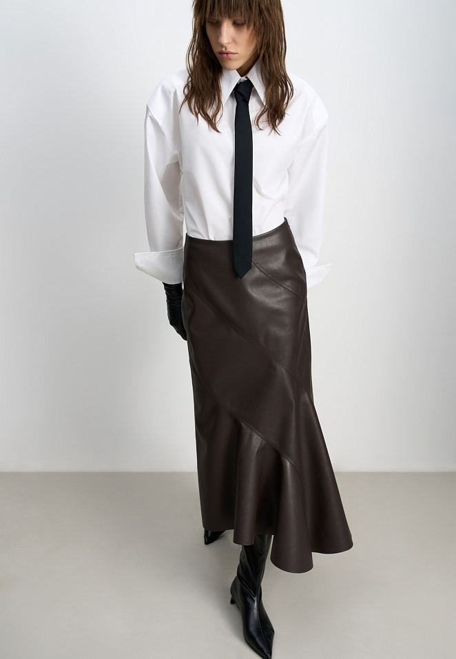 Асимметричная юбка из экокожи