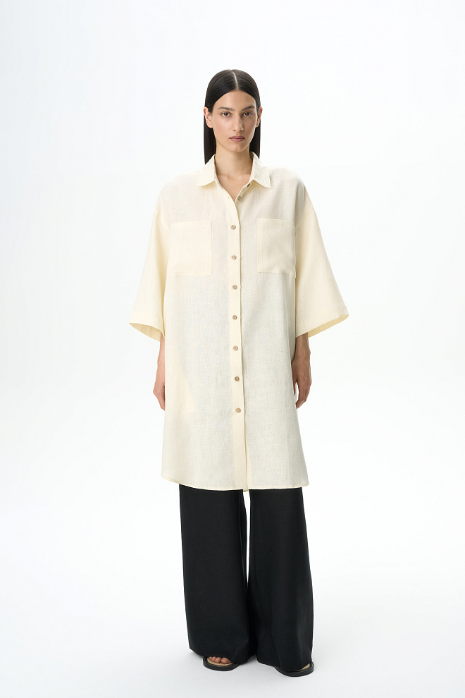 Платье-рубашка из 100% льна