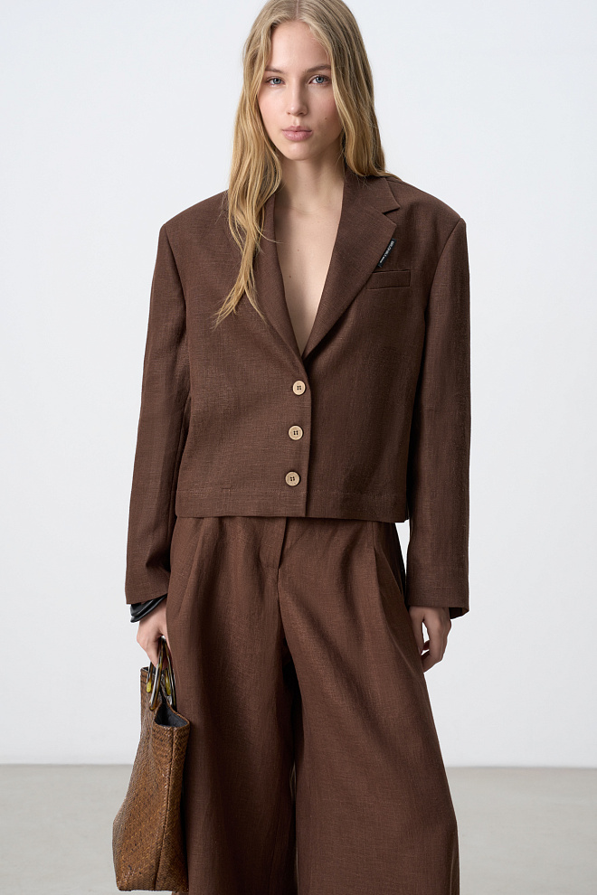 Укороченный жакет из 100% льна