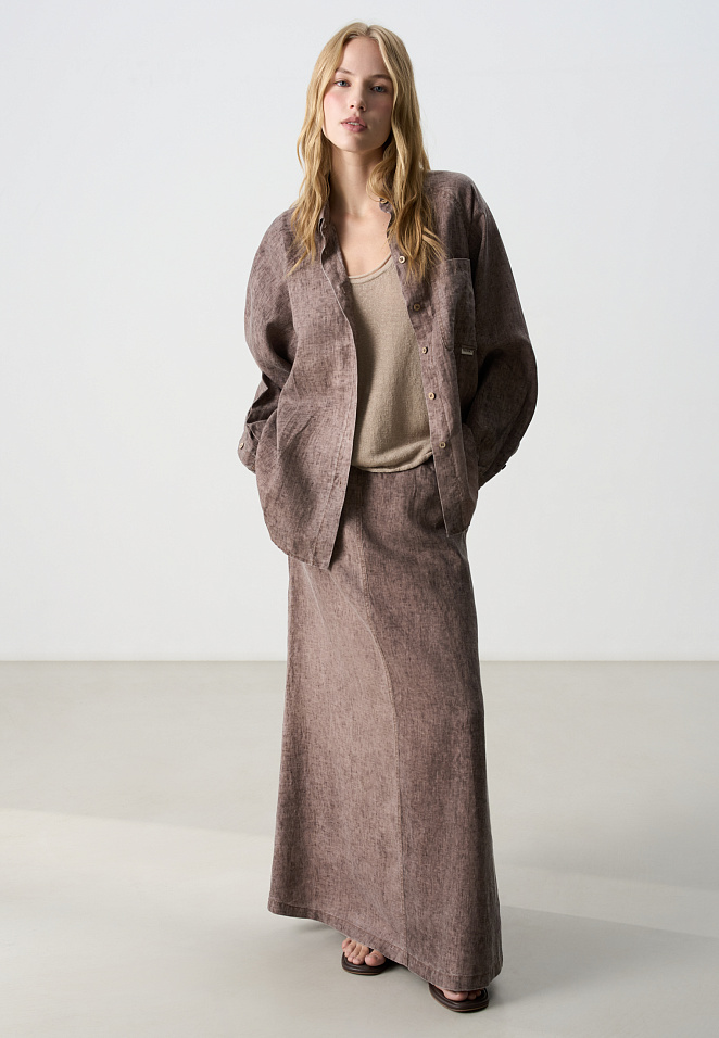 Рубашка из 100% льна с рукавом реглан