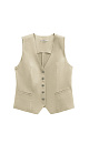 Классический жилет из 100% льна. Модель прямого кроя, с V-образным вырезом, карманами и застежкой на пуговицы.