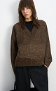 Трикотажный джемпер из шерсти мериноса с люрексом. Модель свободного силуэта с V-образным вырезом. 
