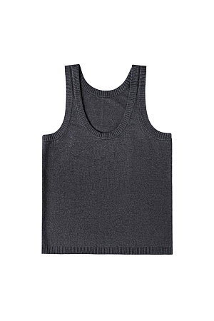 графит Цельновязанный топ из кашемира и шерсти. Модель свободного силуэта, с глубоким U-вырезом горловины. Края изделия выполнены в широкий рубчик.