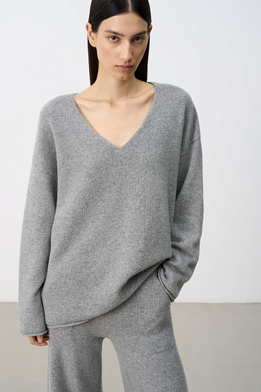 Джемпер с V-вырезом из 100% кашемира