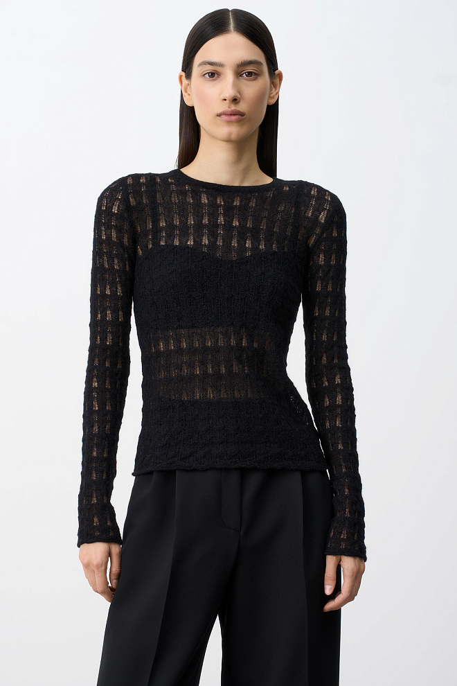 Ажурная водолазка из супер кид мохера и беби альпака