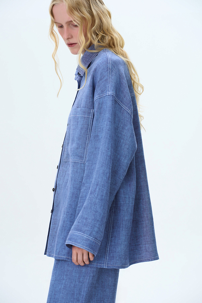 Рубашка с накладным карманом