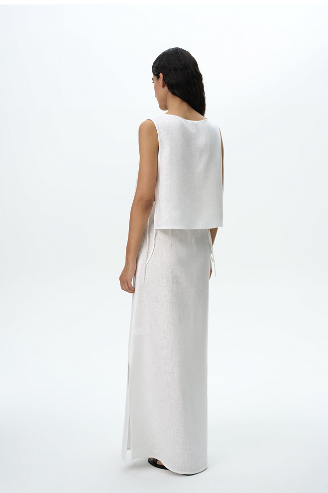 Юбка макси из 100% льна с разрезом сбоку