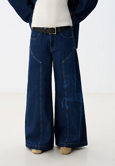 Джинсы с принтом лошадей