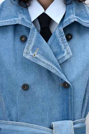 Джинсовый oversize тренч на запах