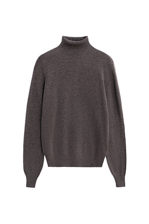 коричневый Трикотажная водолазка из шерсти с добавлением кашемира. Модель приталенного силуэта с воротником-стойкой. Края изделия в рубчик.